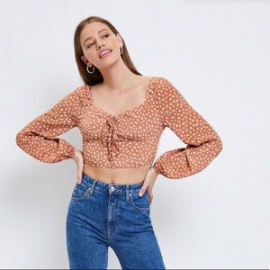 Pac Sun LA Hearts Long Sleeve Tie Front Top Size S